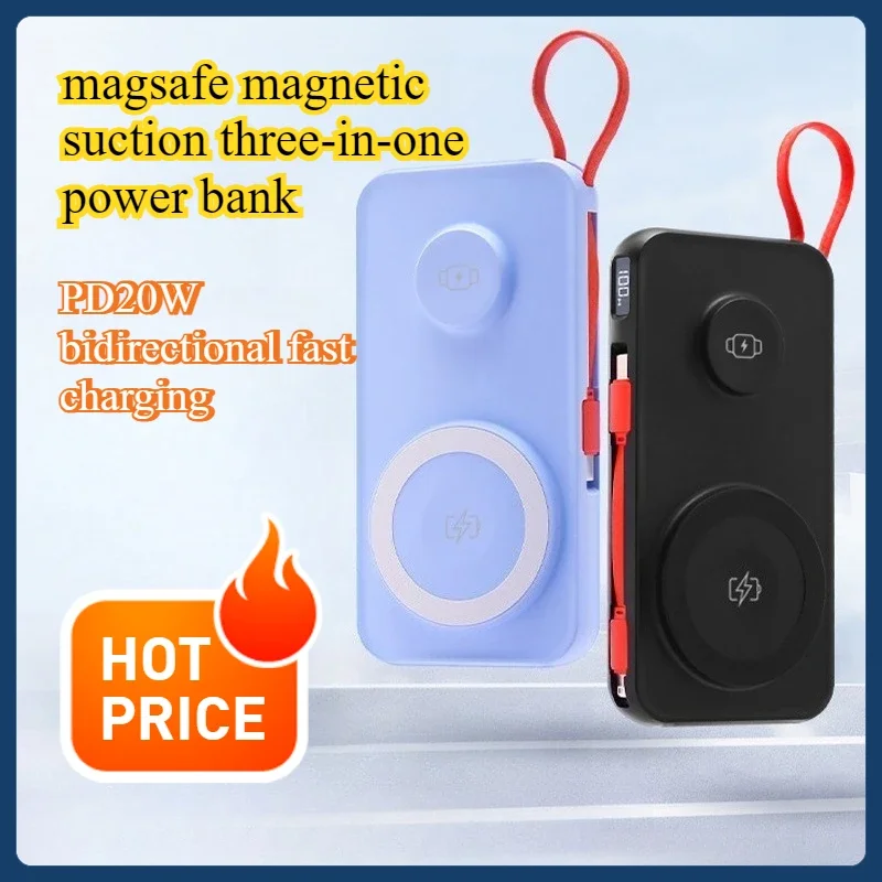 بنك طاقة لاسلكي مغناطيسي بقدرة 30000 مللي أمبير في الساعة مع كابل لساعة أبل، بطارية خارجية محمولة سريعة الشحن لهاتف آيفون 16 وسامسونج #3