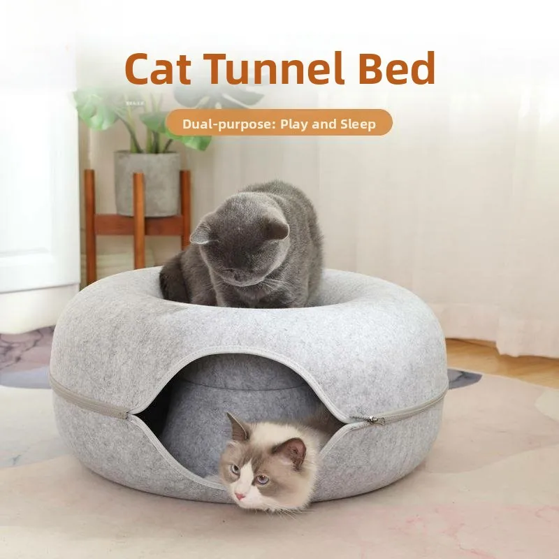 

Четырехсезонный универсальный полузакрытый туннельный домик, игрушка-хованка, меховое фетровое гнездо для домашних животных, интерактивная игра, пончик, извиняется, Condo