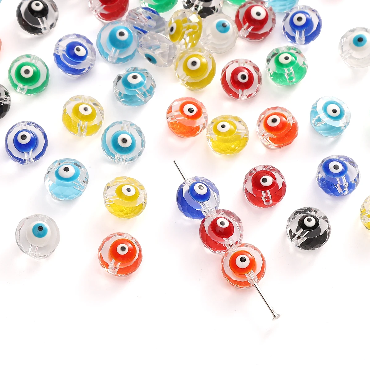 5pcs/lot 10mm Flat Round Beads Mix Color Lampwork Eye Spacer Beads For Jewelry Making DIY Earrings Bracelet Necklace Accessories