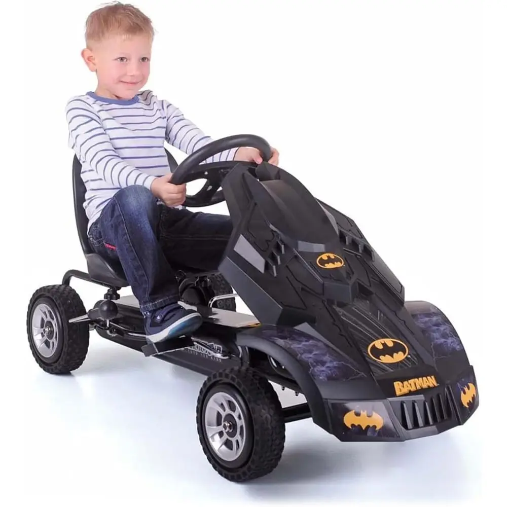 Batmobil Pedal Go Kart, Superheldenfahrt auf Batman-Autofahrzeug für Kinder, Schwarz