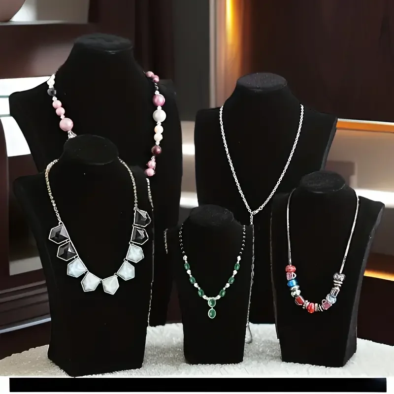 

Mannequin Velvet Necklace Pendant Chain Jewelry Bust Neck Display Stand Holder Mannequin Necklace Pendant Window Display