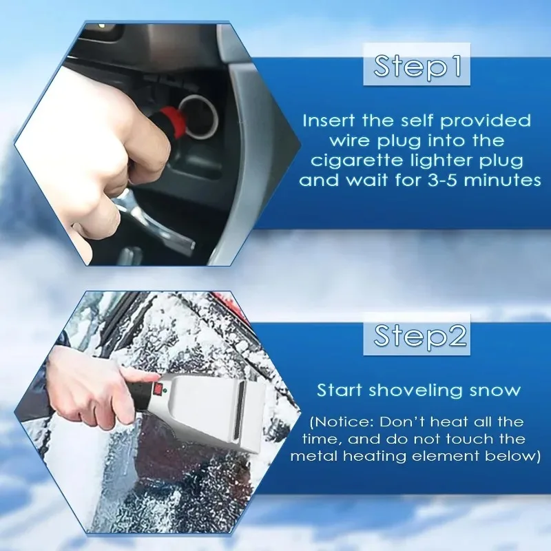 Multi Function Electric Ice Scraper 12V Heated Car Defroster Tool with Deicer and Brush Winter Windshield Snow Removal Accessory