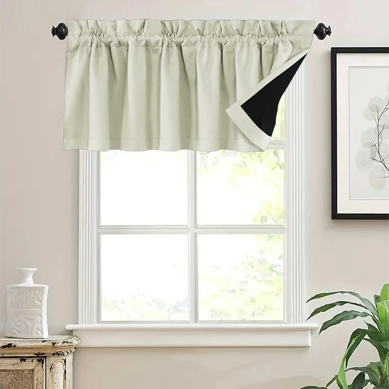 100% Blackout Kitchen Short Curtain W106cm x H30cm 2PCS, W132cm x H61cm 2PCS
