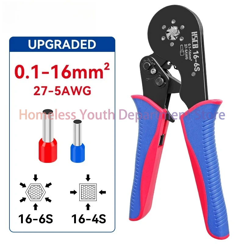 Alicate de Crimpagem para Terminais Tubulares HSC8 16-4S 16-6S 16mm² Ferramentas de Crimpagem Conector de Fios Ferrule Ferramenta de Grampeamento Elétrico Doméstico