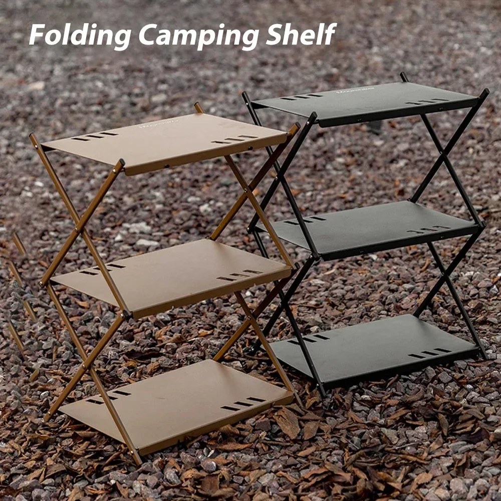 Three layers Outdoor Shelf Free Splicing Aluminum Splicing Table Portable Camping Barbecue Folding Table Multifunctional Rack