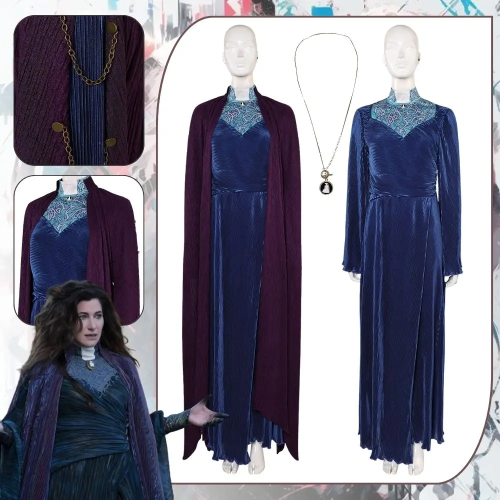 Agatha Cosplay Fantasia Costume Disguise for Women Dress Cloak Roleplay Female Fancy Dress Outfits Halloween Carnival Clothes