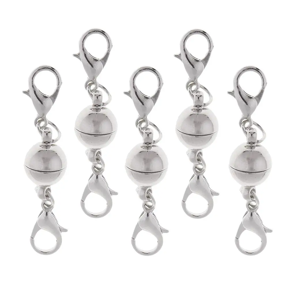 5pcs Silver Plated Copper Magnetic Necklace Clasps Jewellery Making Findings