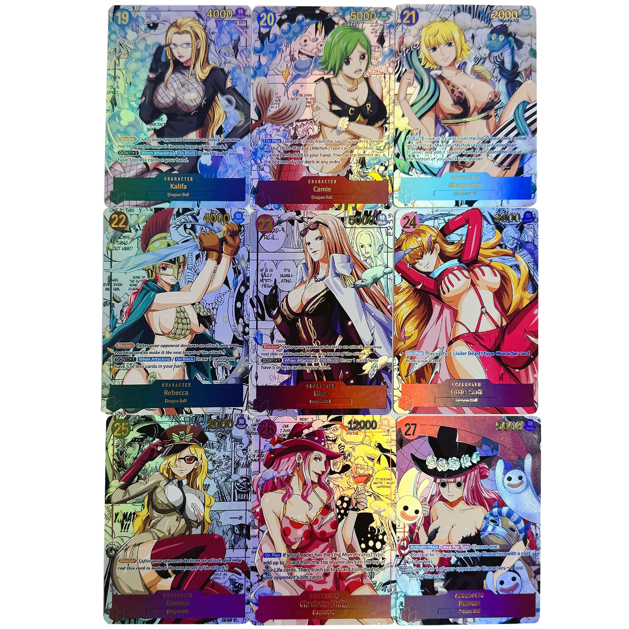 9 unids/set Diy una pieza Kalifa Camie Rebecca tarjeta de colección estampado en caliente Color Flash Perona Anime clásico personajes femeninos tarjeta