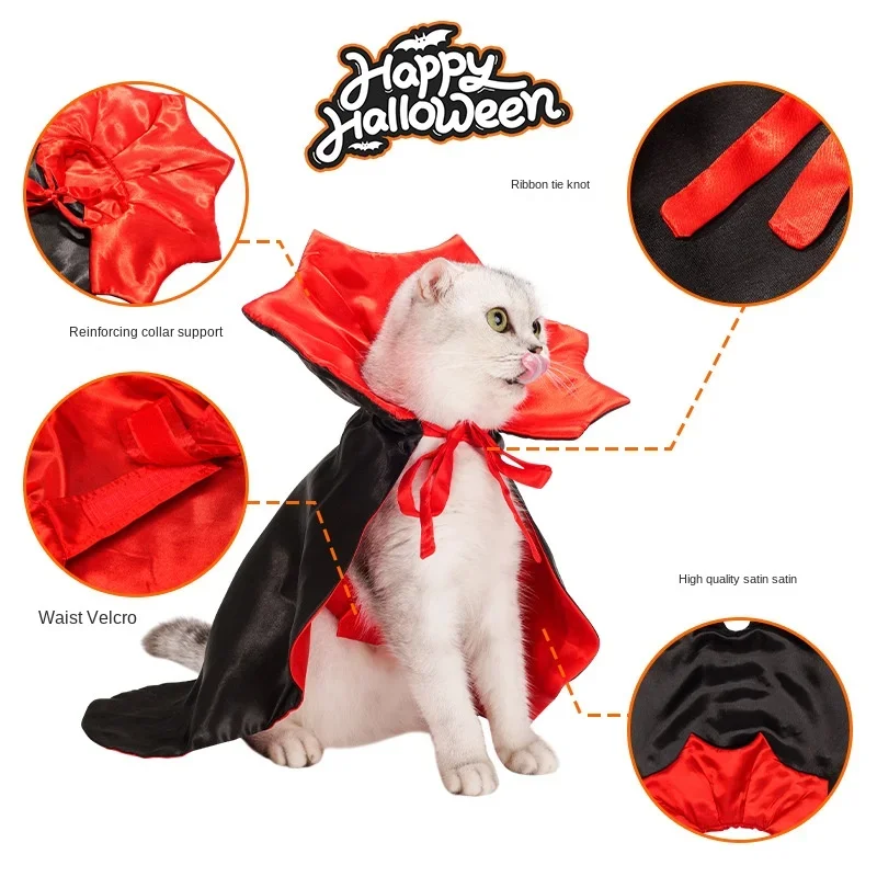 Halloween Cat Puppy Costume Funny Pet Dog Cat Vampire Cloak Cosplay Cloak Clothes Christmas Festival Pet Kitty Cape Accessories