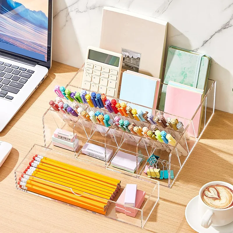 Transparent Acrylic Vertical Marker Storage Desktop Pencil Pencil Holder Display Storage Office School Shelf