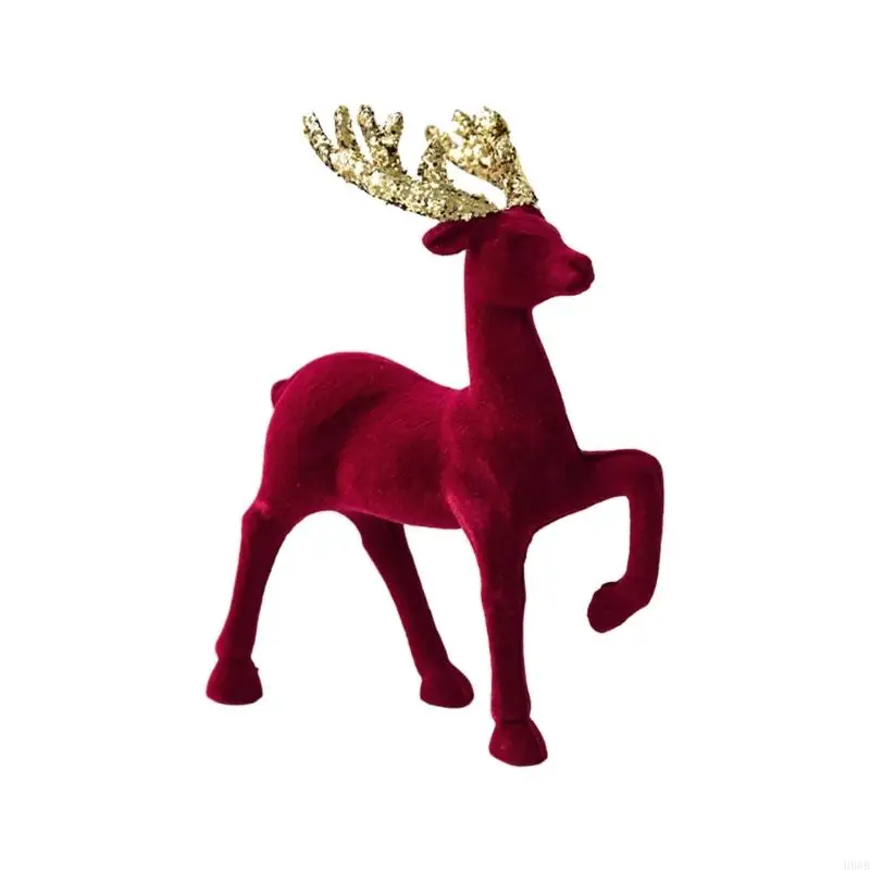 H8WB Christmas Reindeer Figurines Decoration Standing Deer Figures Deer Animal Model