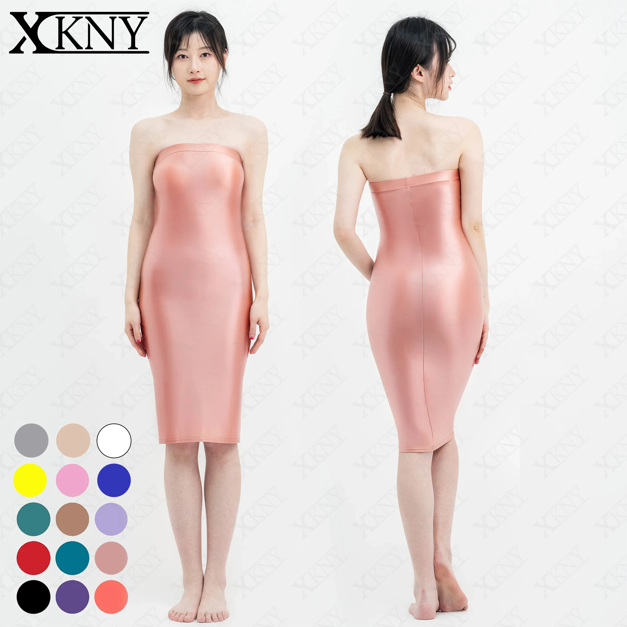 

XCKNY satin Glossy Hip Wrap Dress Bra skirt high stretch silk slip tight skirt silky smooth beach dress