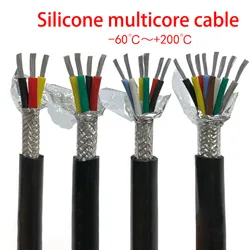 Silicone Shielded Cable 22/20/18/17/15/13AWG2/3/4/5/6/7/8Core Silicone High Temperature 180℃ Multicolor Core Signal Control Wire