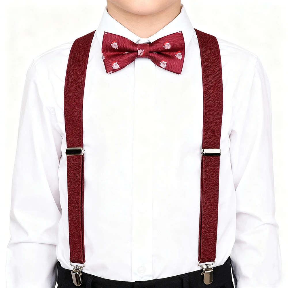 عيد الميلاد النبيذ الأحمر الحمالة ربطة مجموعة للكبار الاطفال البوليستر Y-الظهر قابل للتعديل مشبك مرن عطلة اكسسوارات الحفلات الهدايا