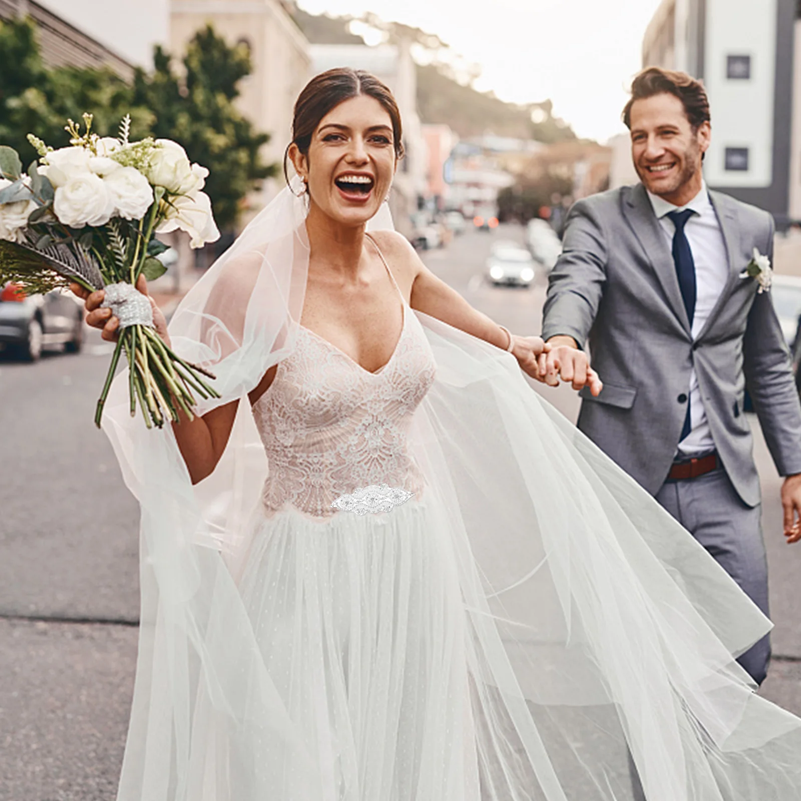 Belt Rhinestone Applique Pearl Patch Wedding Dress Accessories Elegant Design DIY Sewing Craft Decoration Rhinestone Applique