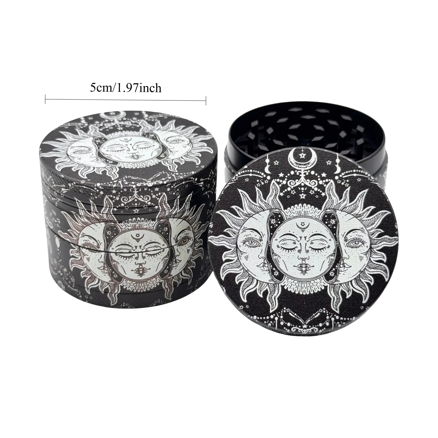 2inch/50mm Classic Black and White Style Metal Herb Grinder Smoking Accessories