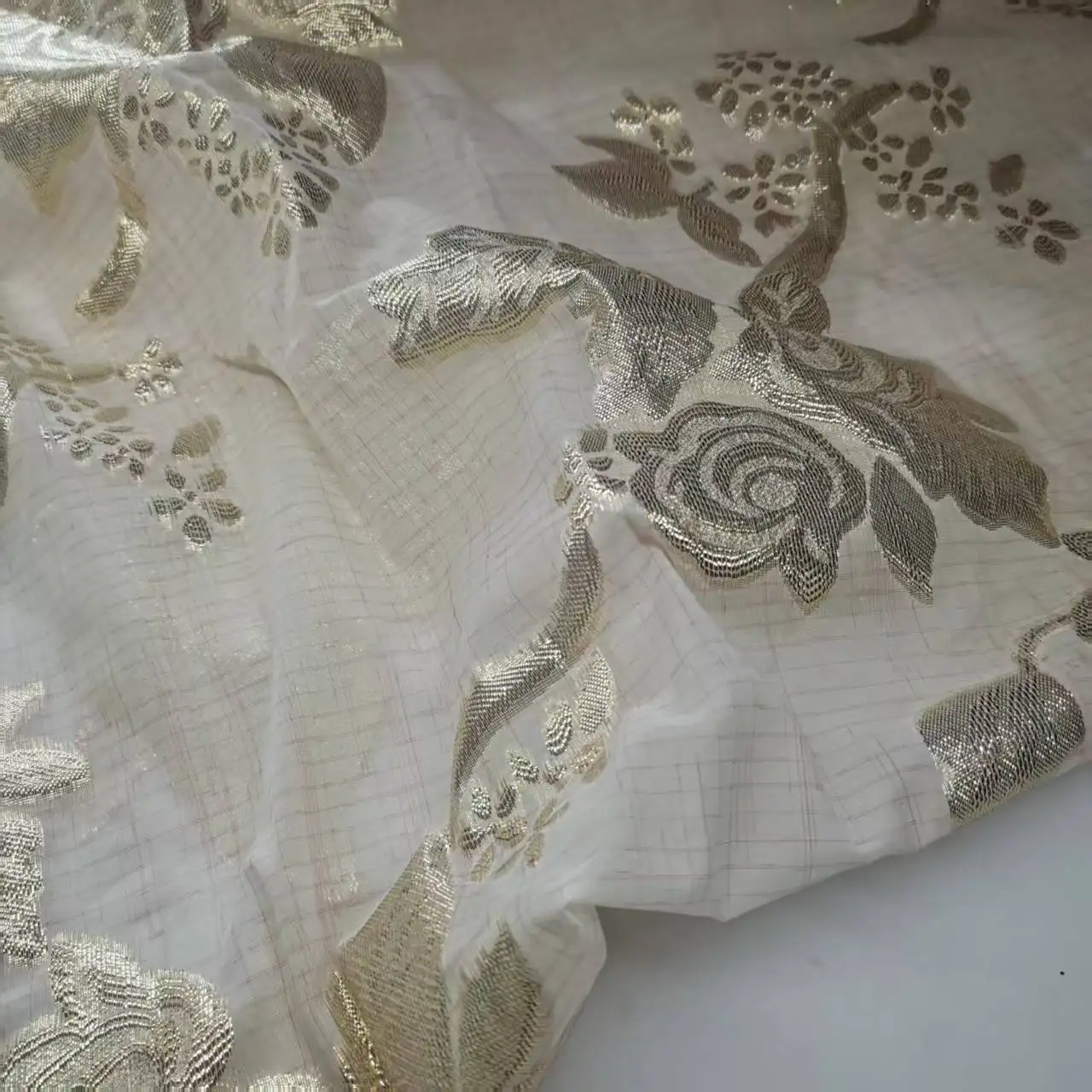 Metal Brocade Nylon Jacquard with Metallic Lurex Shirt Skirt Saree Dress DIY Craft Tissue