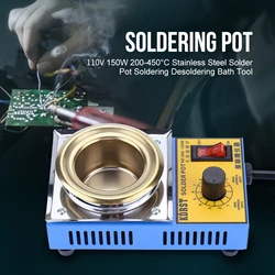 Solder Pot Tin Melting Furnace 150W Lead free Solder Pot Soldering Desoldering Bath Titanium Plate 50mm 200-450℃