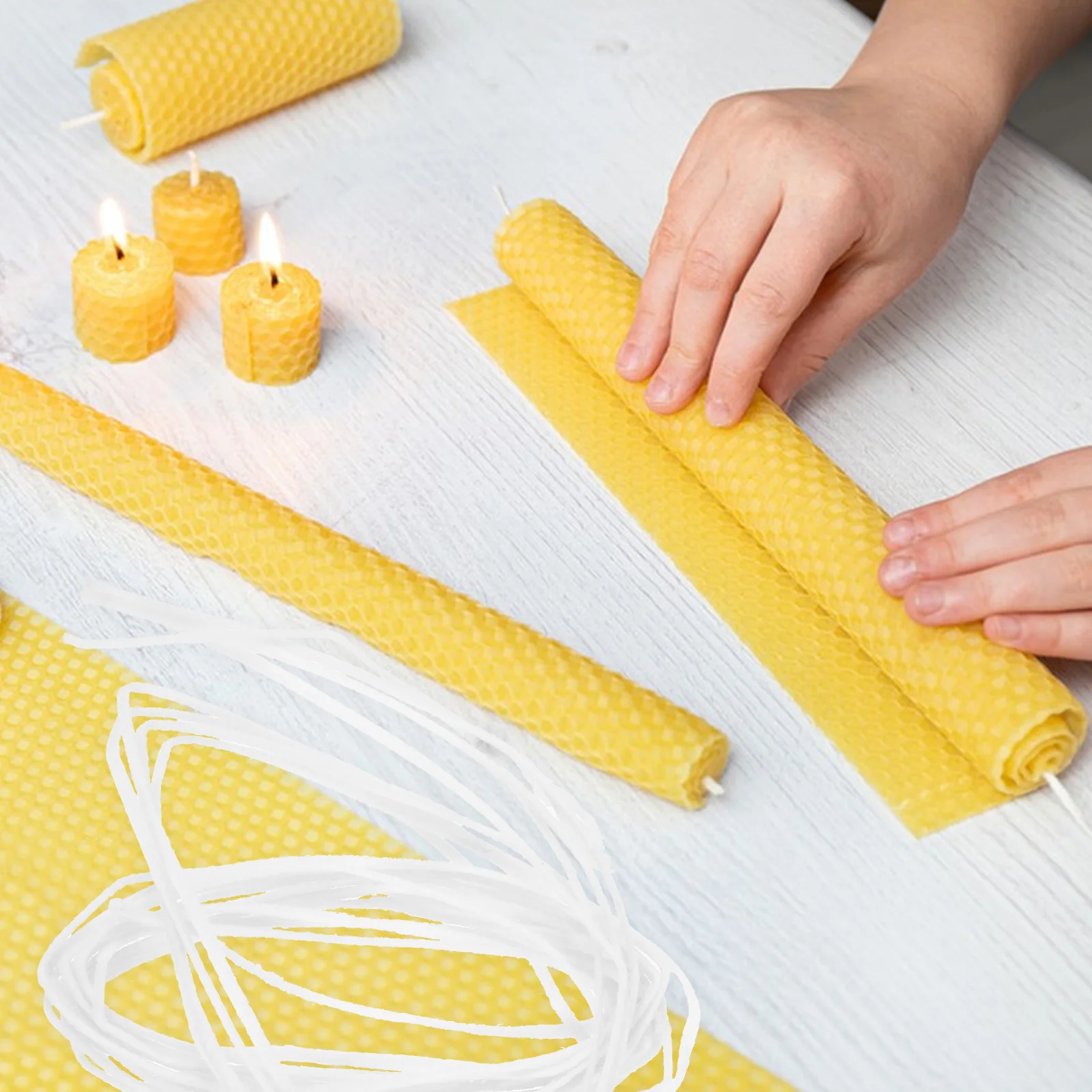 

DIY Cotton Wicks Scented Soy Beeswax Candles Aromatherapy Supplies Kit Reusable Burner Lamp Sealing Strips Gift