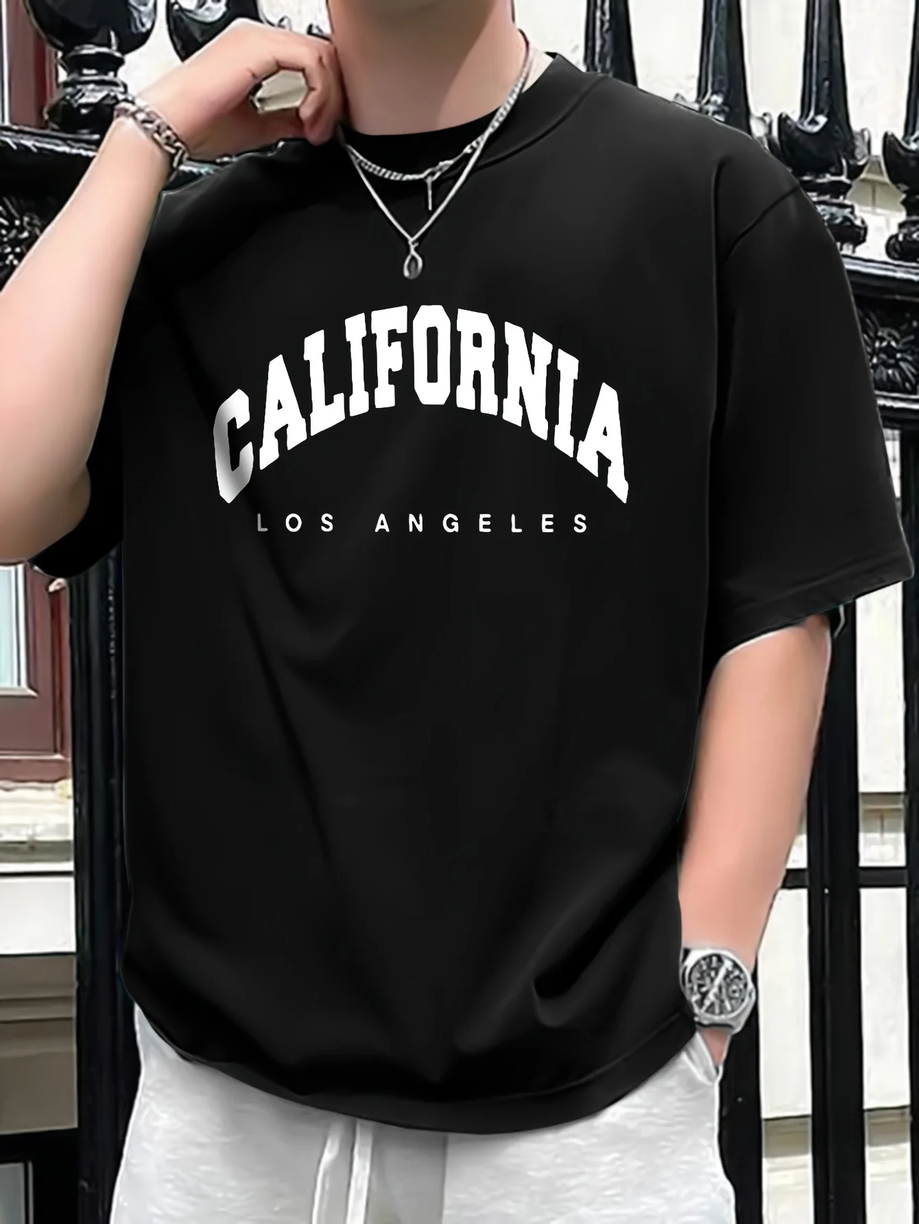 

Men's California Los Angeles Graphic T-Shirt - Casual Short Sleeve Crewneck, Gray with Bold White Letter Print, Lightweight Poly