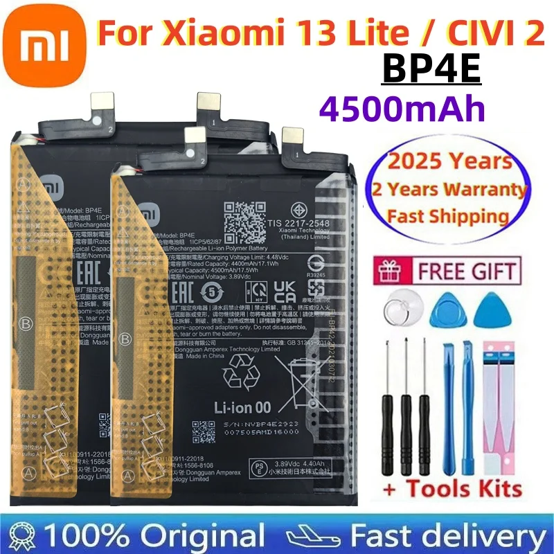 2025 Years 100% Original 4500mAh BP4E Replacement New High Quality Battery For Xiaomi 13 Lite For CIVI 2 Mobile Phone Batteries