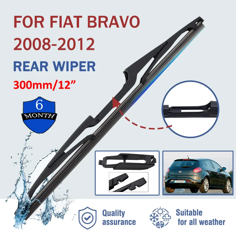 

12" Car Rear Windshield Soft Rubber Wiper HD Quiet Automotive Wiper Car Accessories For Fiat Bravo 2008-2012