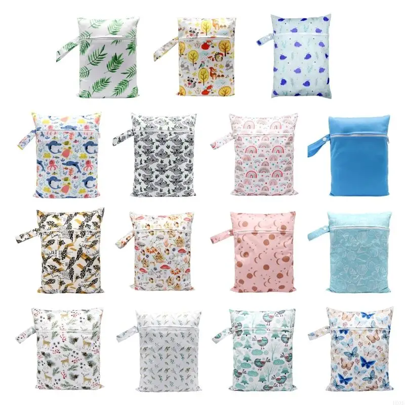 Bolsa pañales para bebés H0XF, práctica y duradera, impermeable, bolsa almacenamiento pañales secos y húmedos con asa,