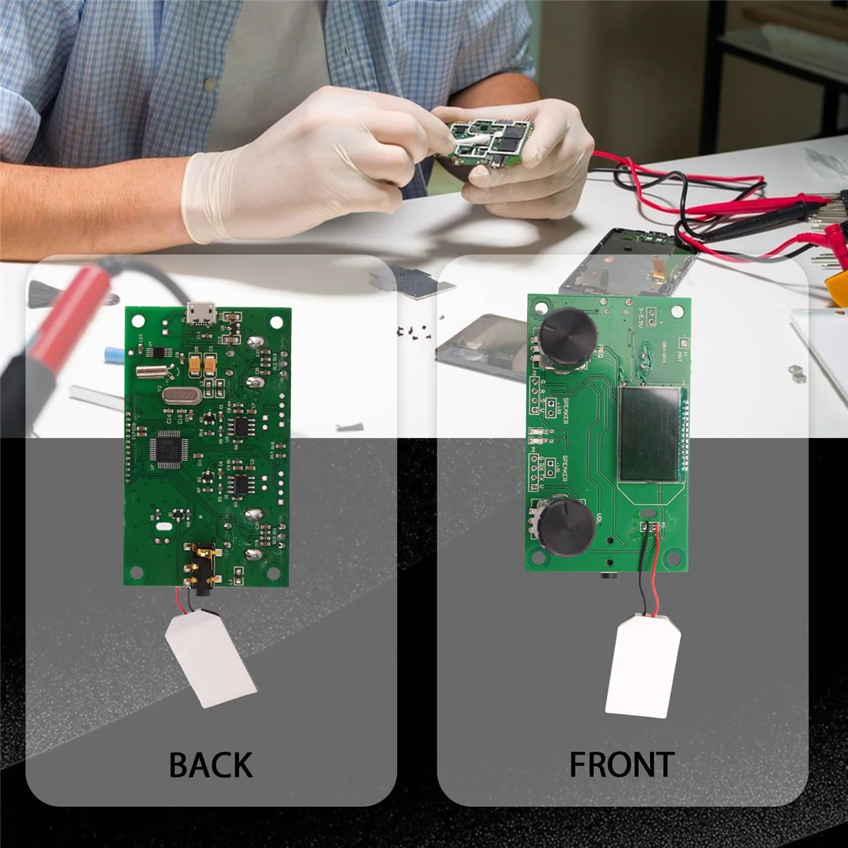 FM Radio Receiver Module 87-108MHz Frequency Modulation Stereo Receiving Board with LCD Digital Display 3-5V DSP PLL YDH