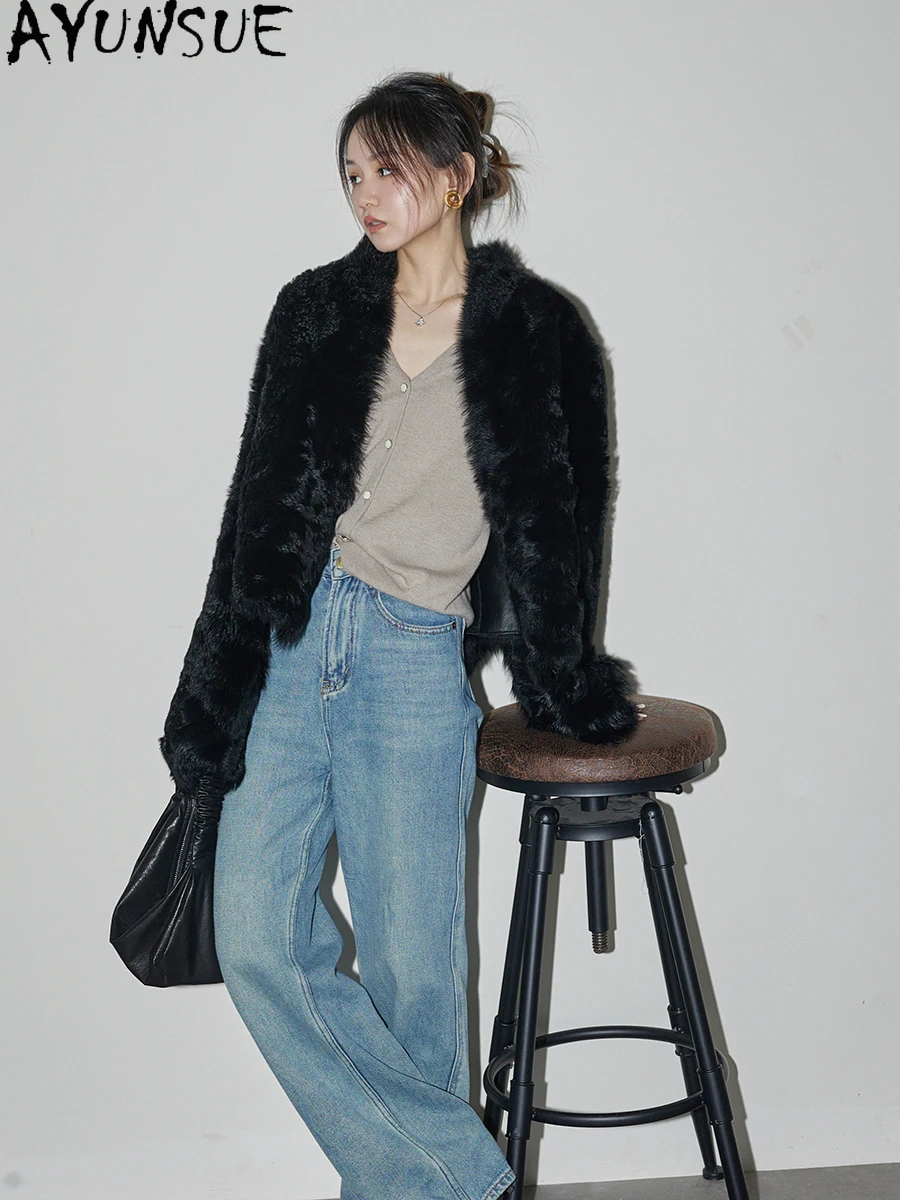 AYUNSUE Natural Sheepskin Fur Coat Women Luxury Clothing Female Real Leather Jacket Winter Jackets 2025 Short Style Шуба Женская