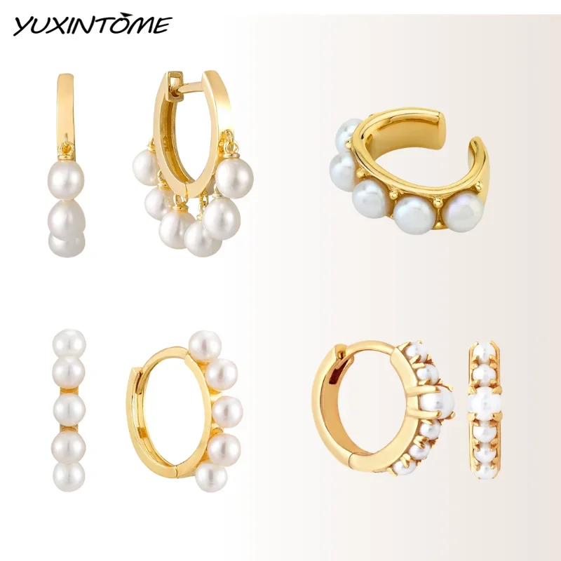 

Korea 925 Sterling Silver Ear Needle Pearl Series Hoop Earrings for women Pearl Tassel Pendant Temperament Wedding Jewellery2023