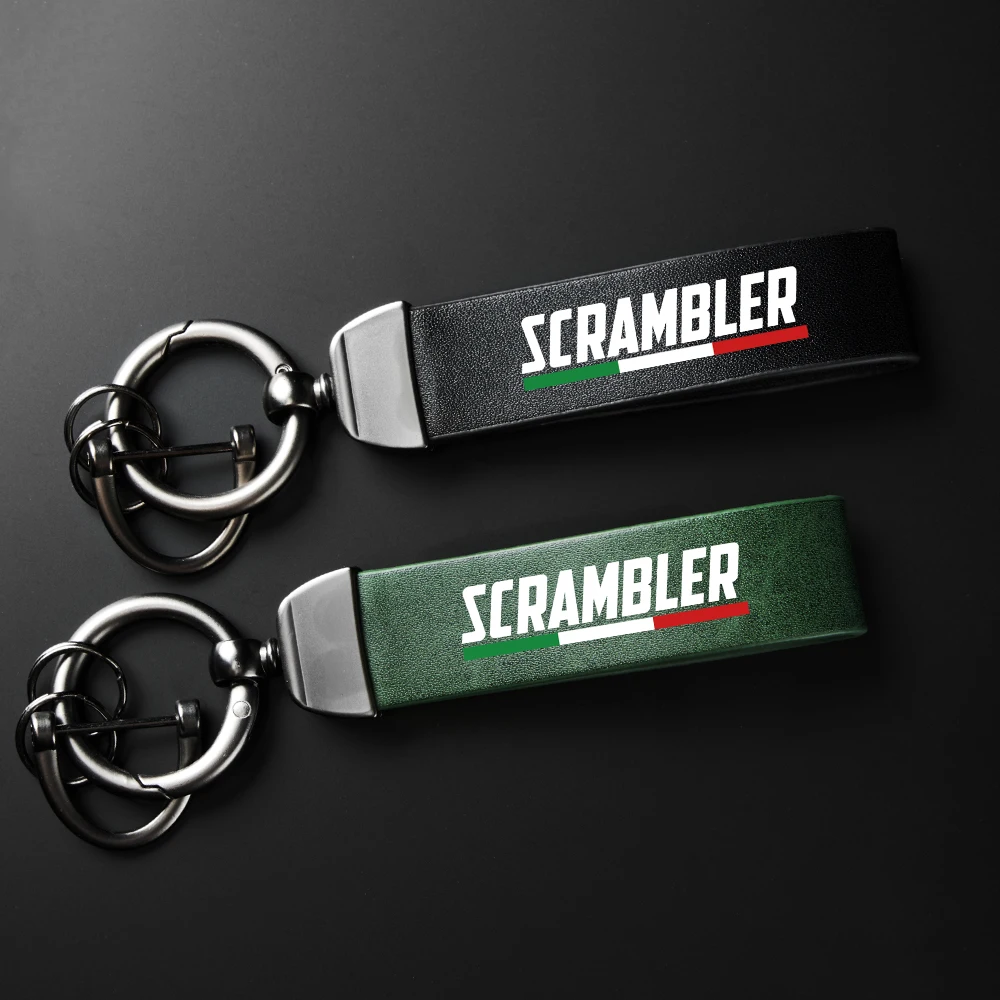 

For Ducati Scrambler 400 800 1100 2014-2025 Motorcycle Accessories High-Grade Leather Keychain Keyring