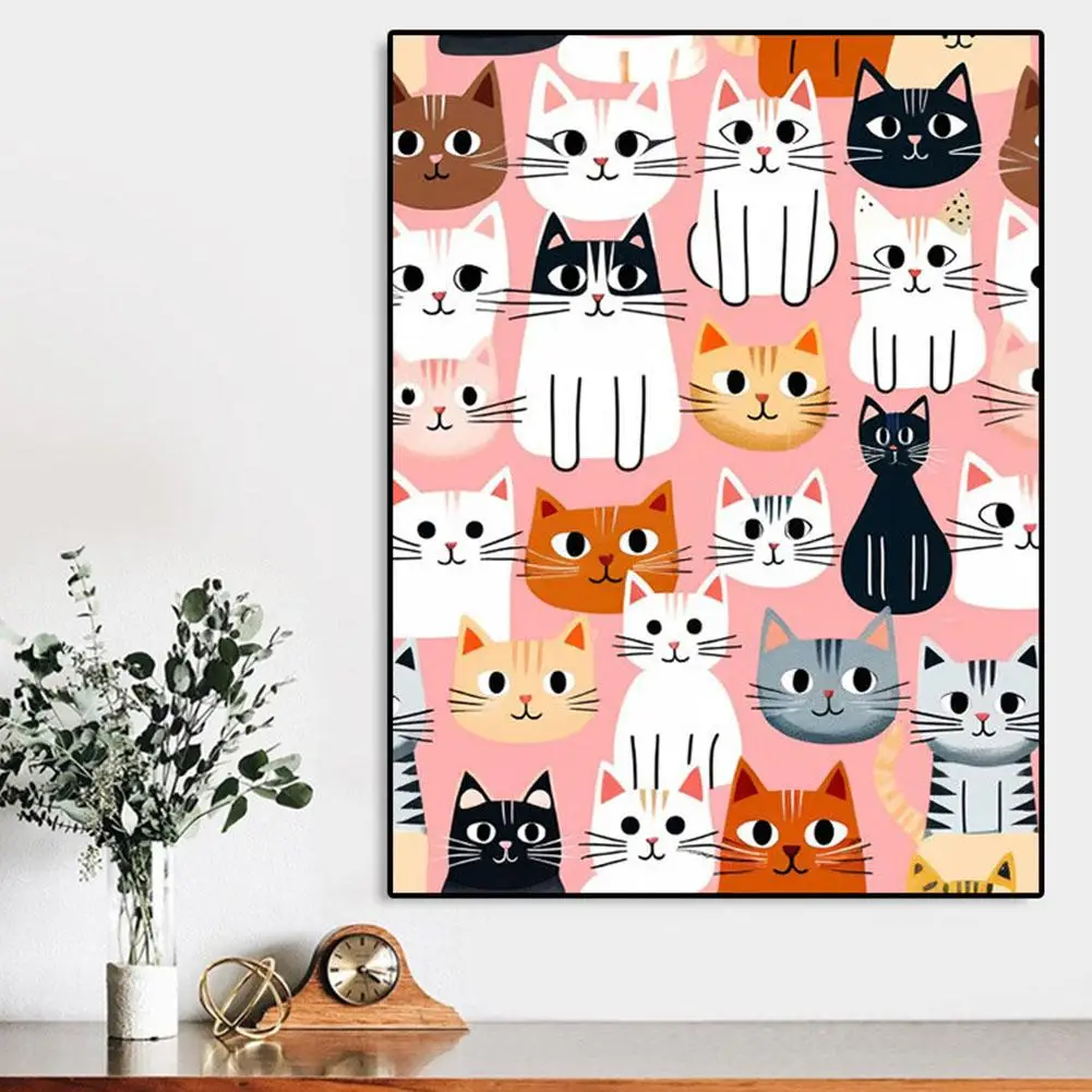 

DIY Digital Oil Painting Adorable Kitten Hand-Painted Coloring For Stress Relief Healing Living Room Bedroom Decor Hanging K9X6
