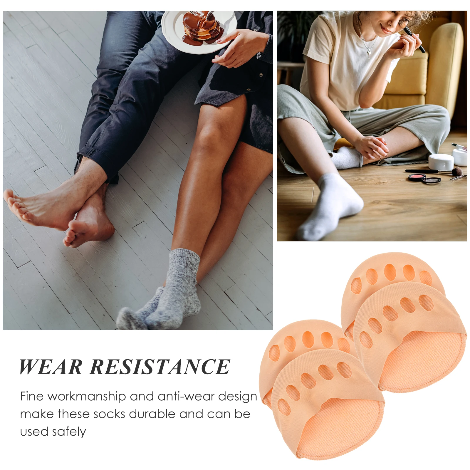 

2 Pairs Invisible Forefoot Socks Non Slip Toe Separated Comfortable Sweat Absorption Women Supplies Lightweight Ergonomic Shape