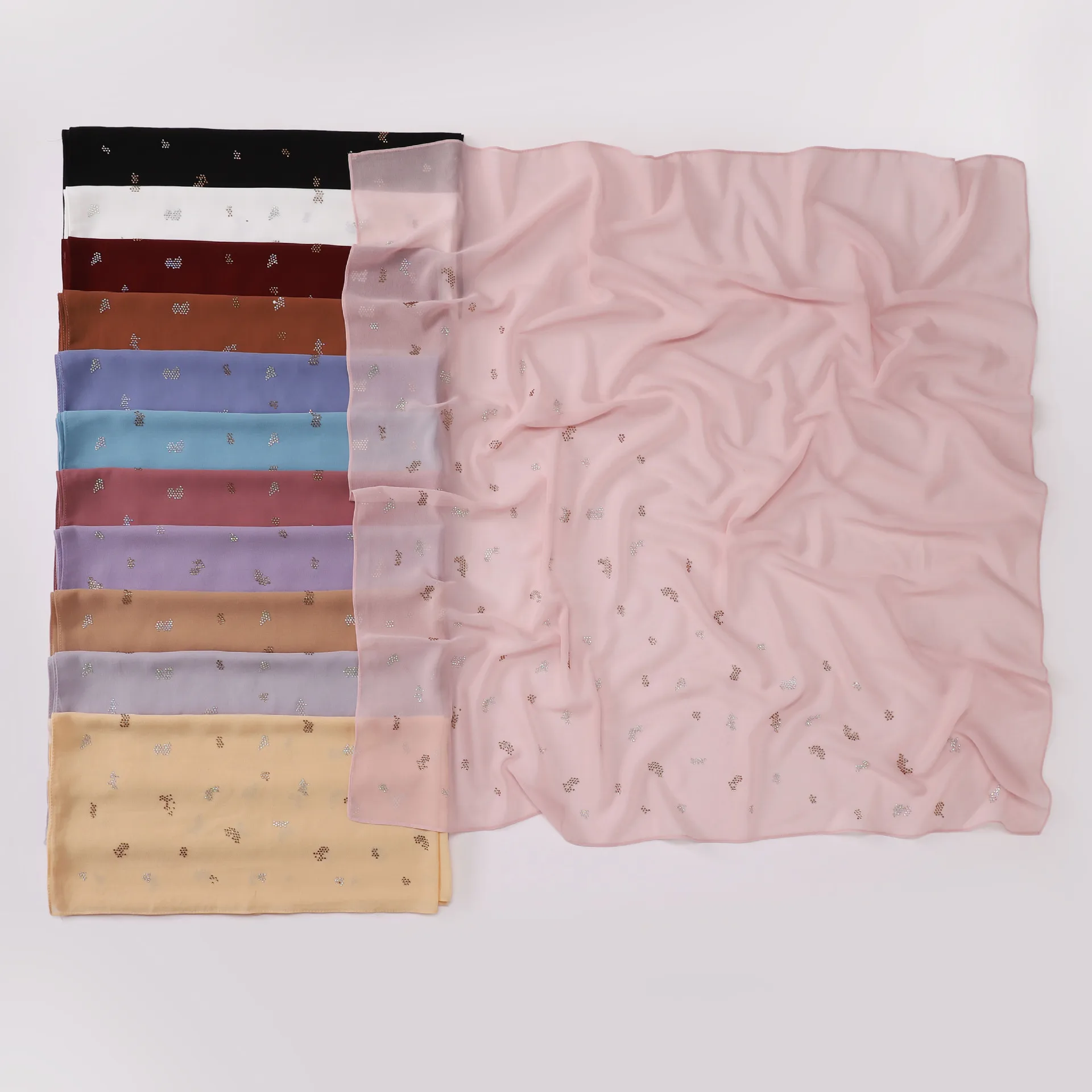 

New Pearl Chiffon Square Scarf 90*90CM Muslim Hijab Women Headscarf Shawl Wrap Turban Bandanas Headband Kerchief Turbante Mujer
