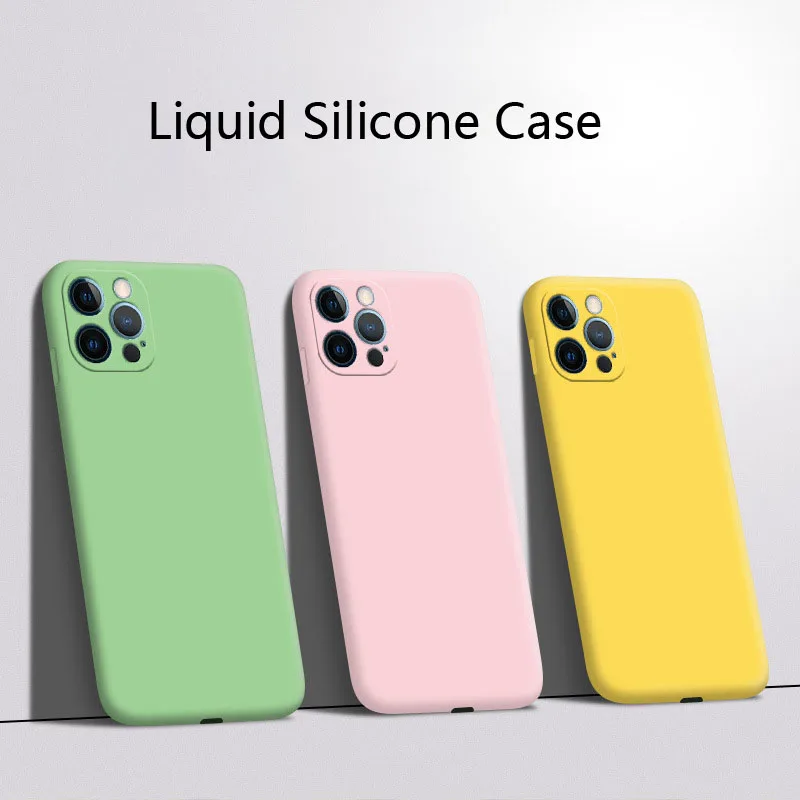 Case For iphone 12 Pro Max Case iphone 11 12 13 mini 14 15 Plus 15 Pro Max Cover Shockproof Liquid Silicone Case