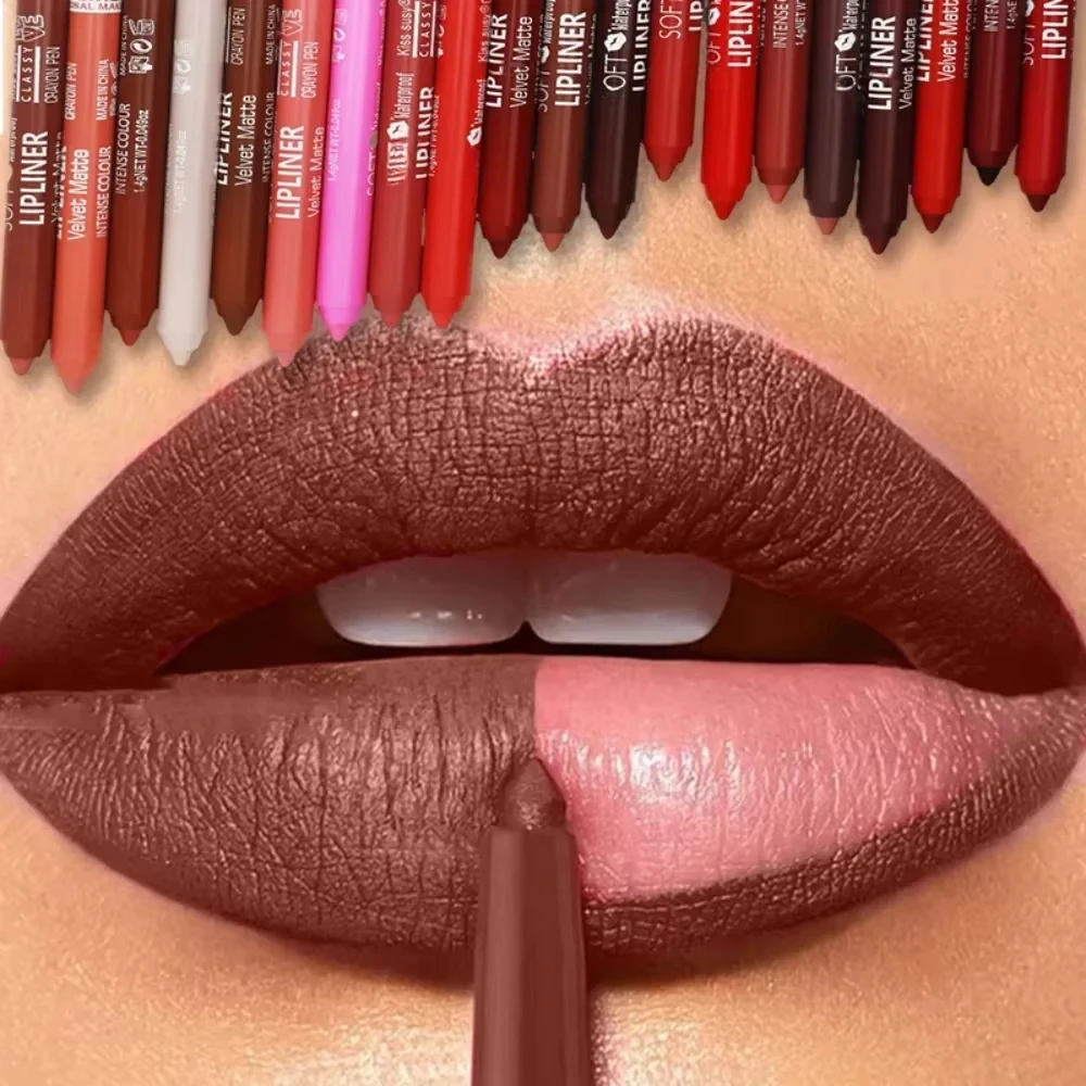 20 Color Matte Lipliner Pencil Waterproof Natural Red Brown Pro Lip Liner Makeup Lips Contour High pigment Lipstick Cosemetic