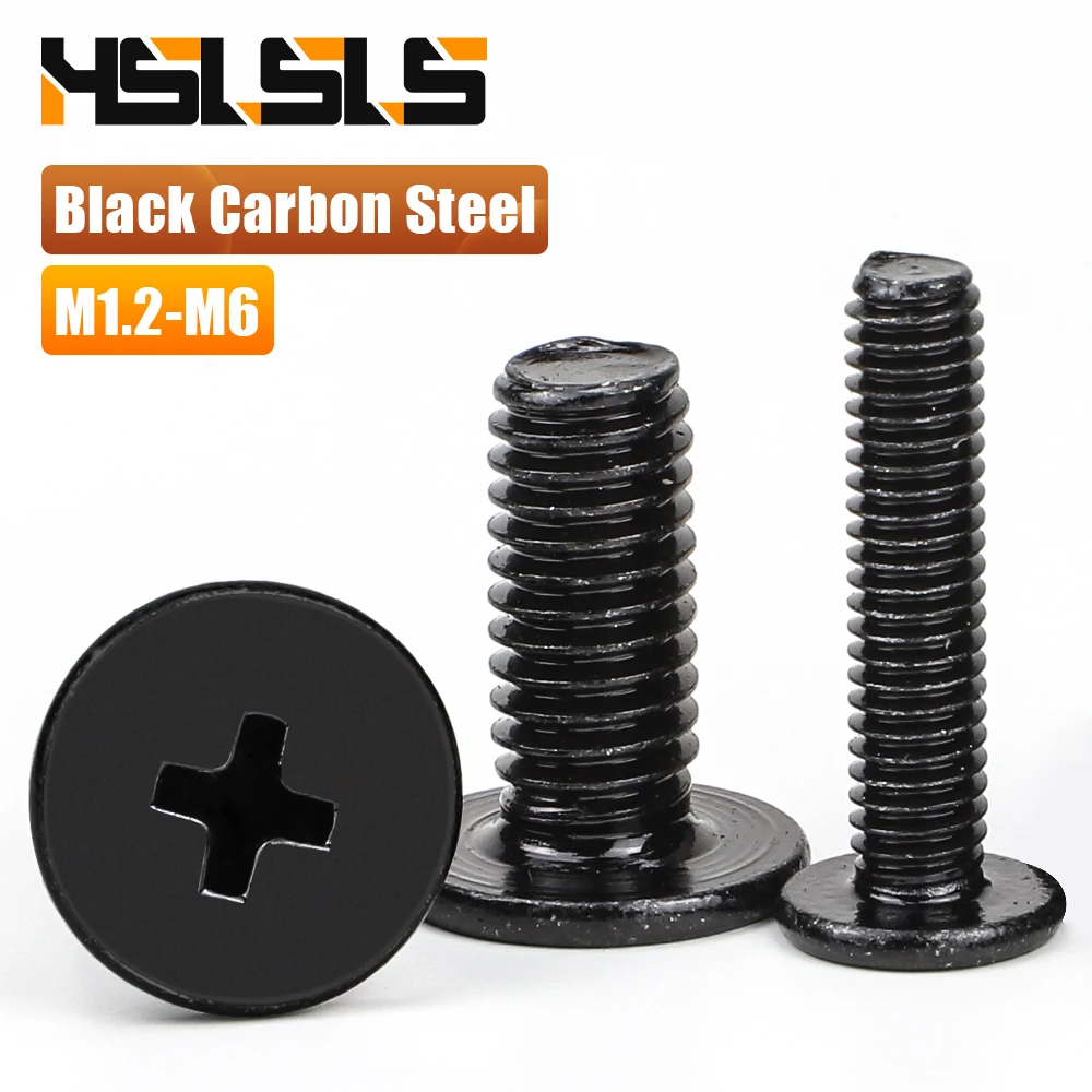 M1.2 M1.4 M1.6 M2 M2.5 M3 M4 M5 M6 Phillips Flat Ultra Thin Wafer Head Screw Black Plated CM Thin Head Laptop Screw for Computer