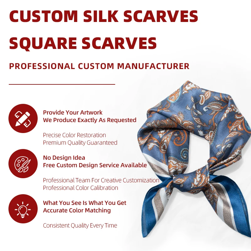 Personalized Print Silk Wool Ribbon Scarf Custom Logo Square Scarf Multifunctional Headband Beach Wrap Women Office Accessory view 3