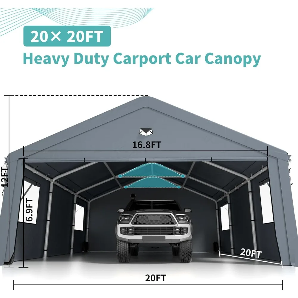 Car Ports with  Removable Side Walls, Carport Canopy, Portable Car Port Garage, Car Shelter All Weather