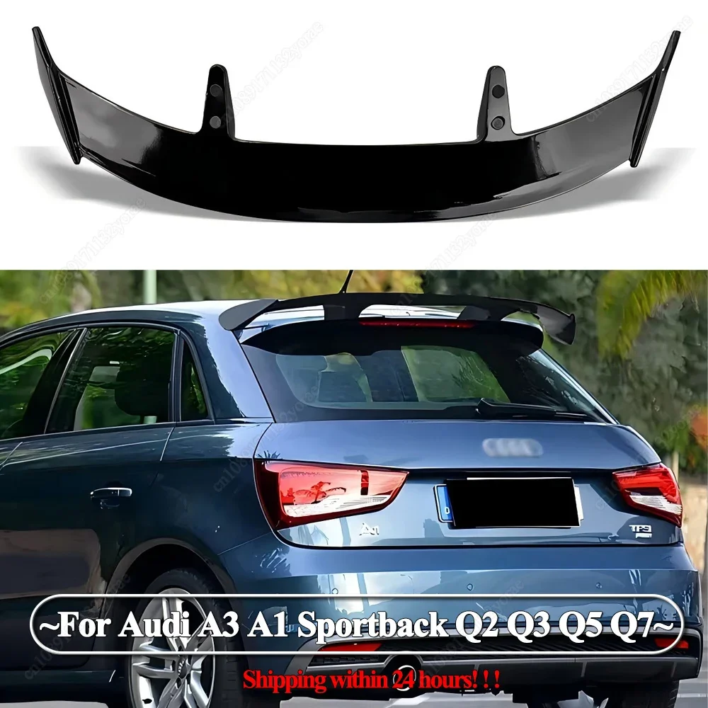 For Audi A3 Hatchback A1 Sportback Q2 Q3 Q5 Q7 Car Rear Roof Trunk Spoiler Wing Tail Fixed Wind Wing ABS Black Bodykits Tuning