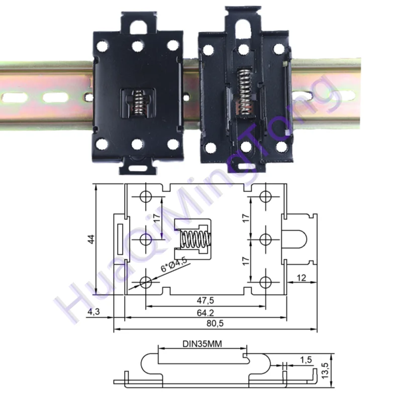 C45/DIN 35mm rail buckle-iron large size 80.5 length -4.5mm through hole-suitable for single-phase solid state relay