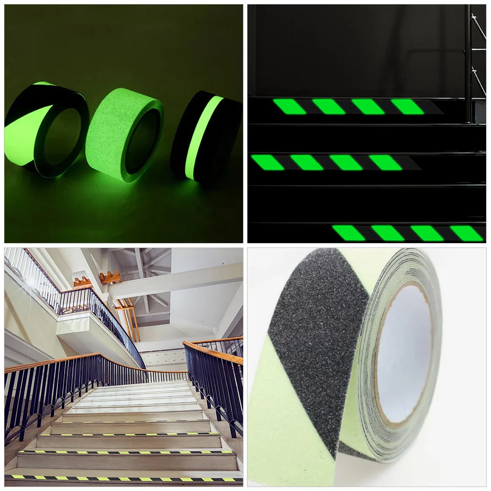 1 Rolle im Dunkeln leuchtendes Klebeband, rutschfest, 5 m, leuchtendes reflektierendes Warnband für Treppen, Richtungen, Leitungen im Freien