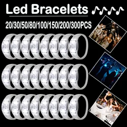 20-100개 음악&사운드 반응 LED 팔찌, 리듬에 맞춰 빛나는 팔찌, 결혼식 파티 액세서리, 콘서트, 생일 선물용