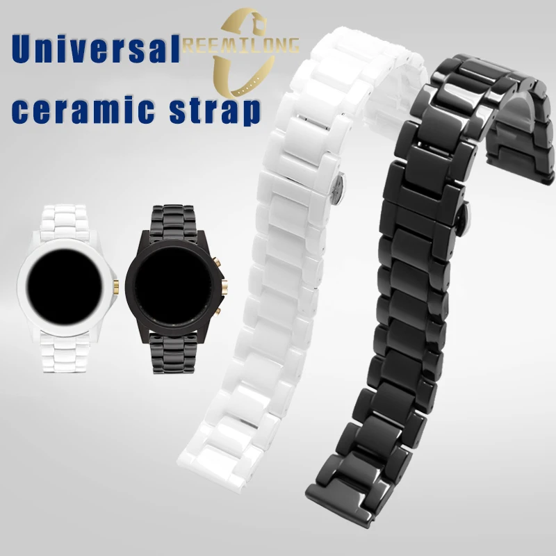 Ceramic watch strap Three styles Universal 14-23mm quick change pin unisex smart mechanical white black watchband For any brands