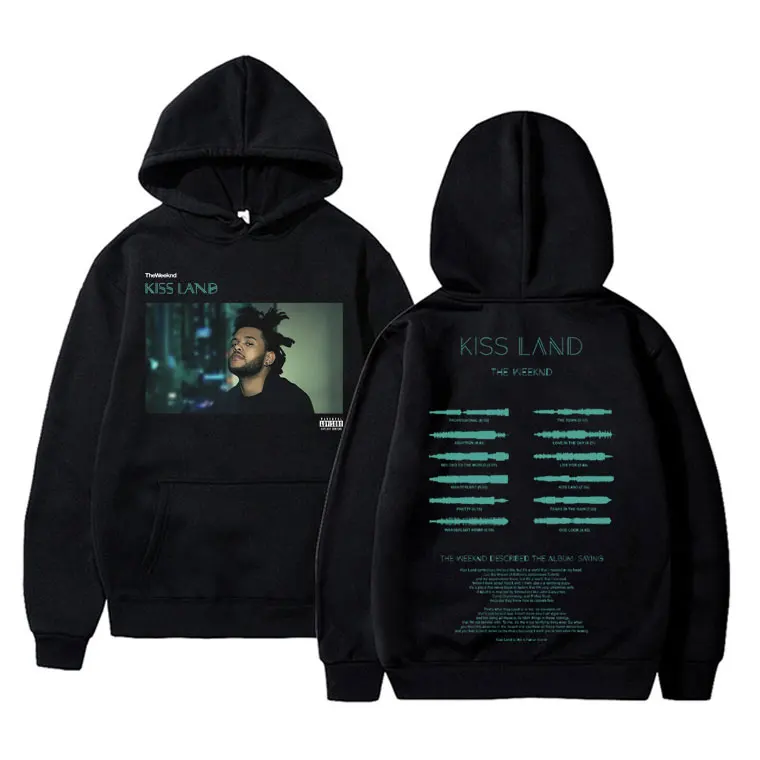 

Rapper The Weeknd Kiss Land Graphic Print Hoodie Men Hip Hop Oversized Hoody Sweatshirt Men's Vintage Trendy Fashion Streetwear