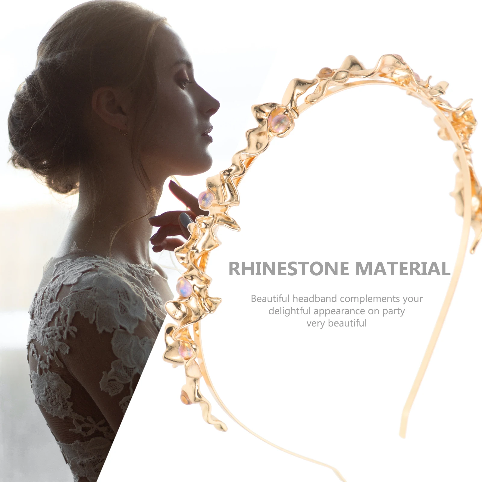 

Golden Headb for Girls Bride Hair Decors Rhinestone Wedding Accessories Party Headdress Durable Alloy Bright Luster