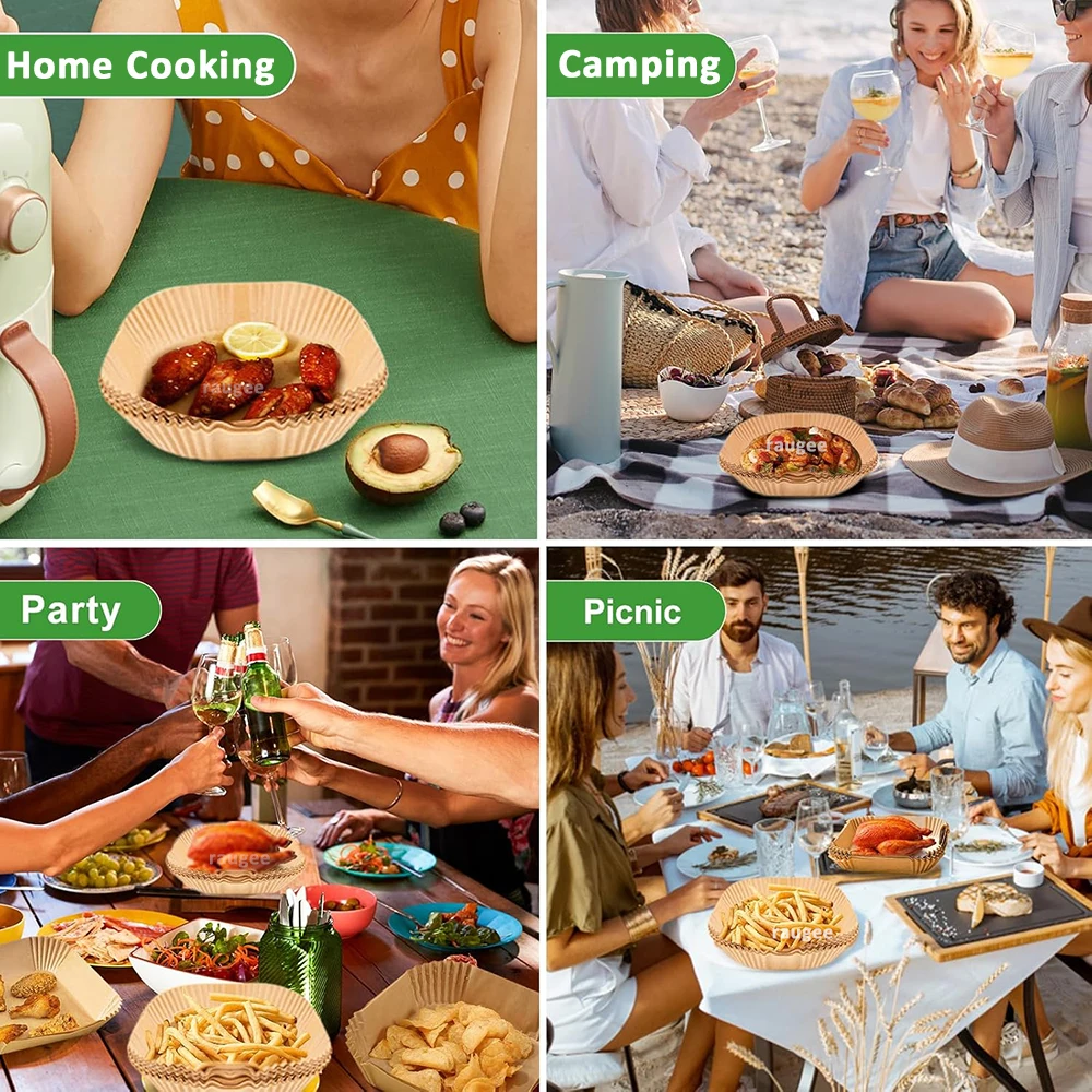 100 قطعة مقلاة هوائية للاستعمال مرة واحدة ورق خبز غير لاصق حصيرة مربعة ورق زبدة بطانات ل 3-5L مقلاة هوائية باخرة الخبز الميكروويف