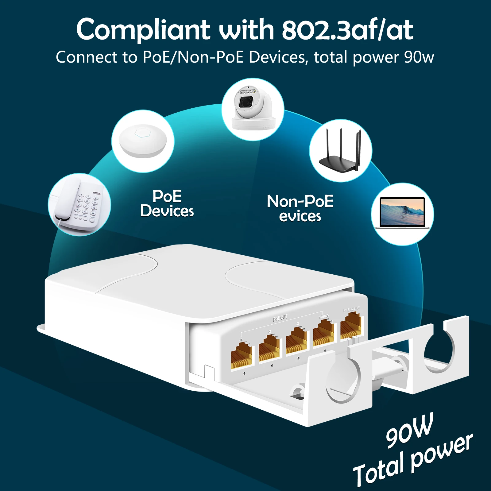 Stable and reliable power supply IP65 High quality waterproof 1000Mbps 3-port does not need AC adapter POE extender