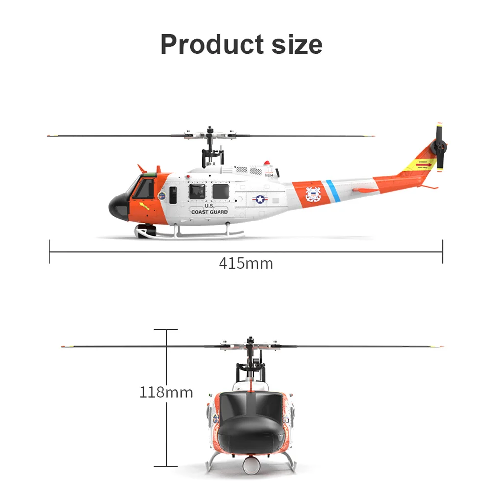 Yuxiang F07S Helicóptero de combate com controle remoto UH-1 Huey Modelo Avião Brinquedo de retorno automático para maiores de 14 anos