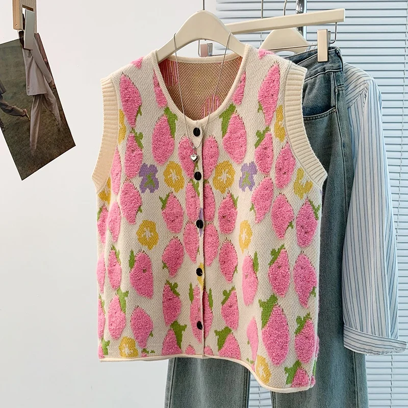 Faionable Herbst Winter Offene Strickjacke Weste Svel Gestickte Lose Dünne Sle Koreanische Sle Ci Pendeln Damen Pullover
